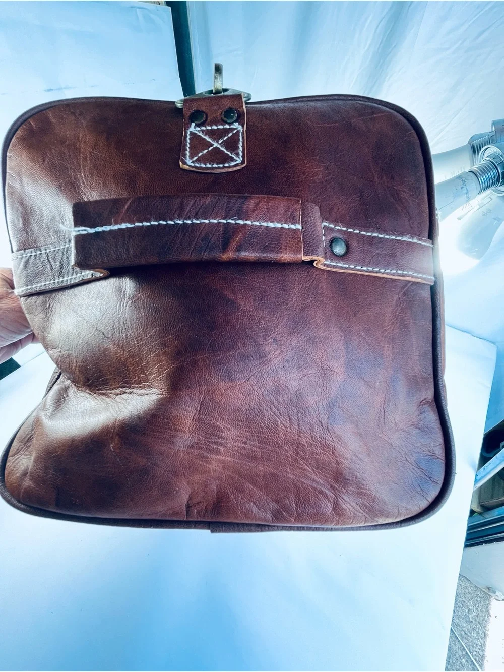 Classic Genuine Brown Leather Traveler Weekender Duffel Bag (Hand Made)